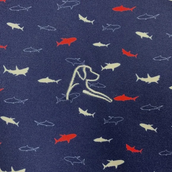 Rhoback The Shark Bait Polo Mens Medium M Navy Short Sleeve Golf Shirt Athletic